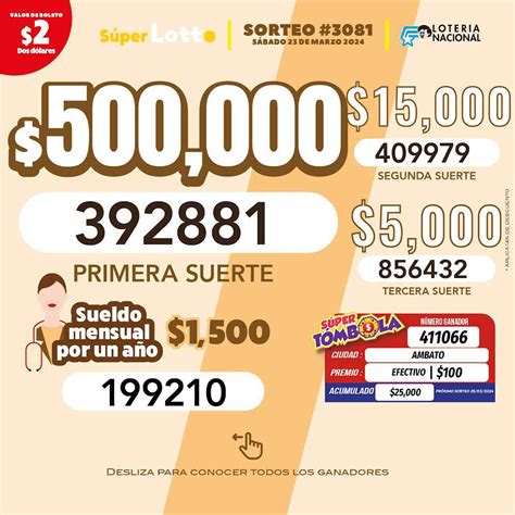 sorteo 3081 super lotto|Les compartimos los .